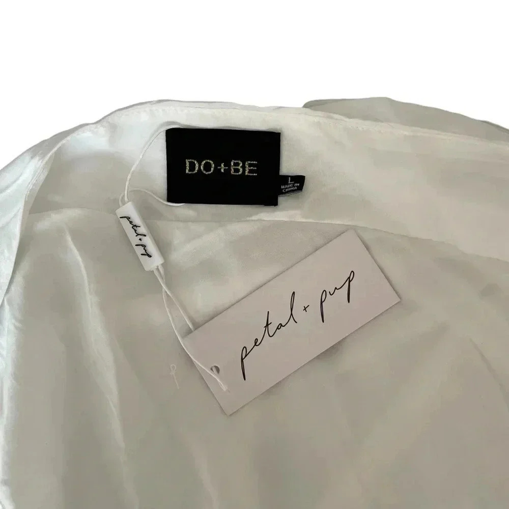 Do+Be Petal And Pup Gilbert One Shoulder White Mini Coquette Dress Women Size L - Picture 7 of 7